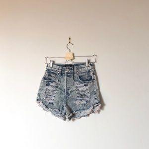 MINKPINK - Distressed Denim Shorts + Acid Wash